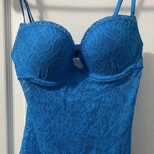 Victoria Secret The Lacie 2000s Baby Doll Slip Blue Size Small